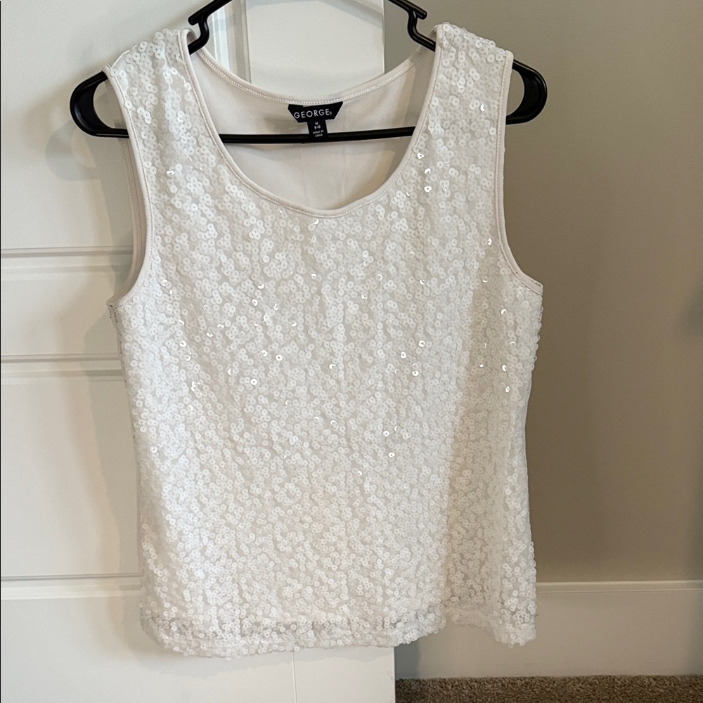 George Sparkling White Tank Top